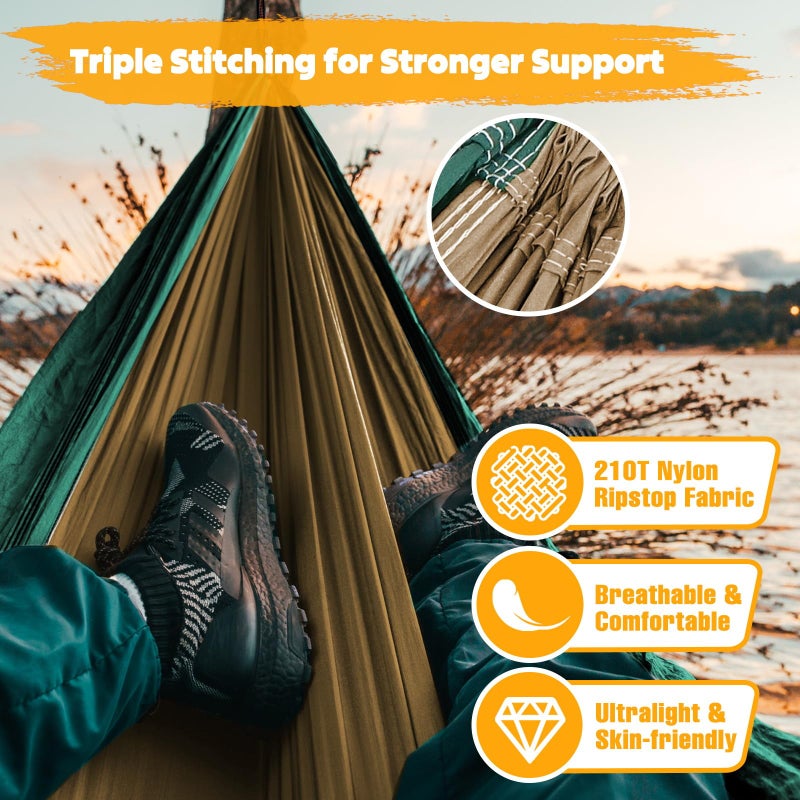 NATUREFUN Ultra-Light Travel Camping Hammock | 300kg Load Capacity,(300x200cm) Breathable,Quick-Drying Parachute Nylon | 2 x Premium Carabiners,2 x Nylon Slings Included | for Outdoor Indoor Garden - Image 4